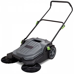 VEVOR Walk-behind Hand Push Floor Sweeper, 25.6" Sweeping Width Floor Sweeper Manual Non-Electric, 5-Gallon Waste Container, Angle & Height Adjustable Folding Handle for Walkway, Yard, Garage, Patio