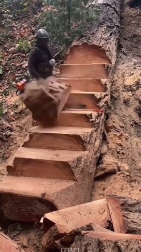 Fun Craft: Turning Giant Outdoor Wood into Stairs