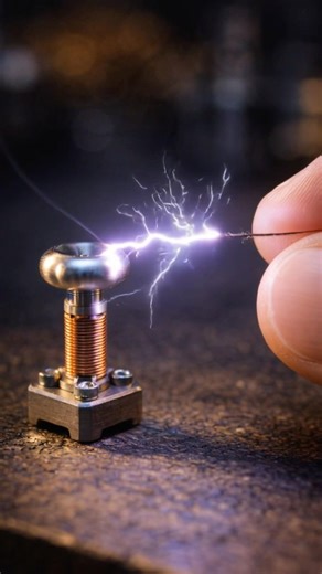 Mini Tesla Coil vs Human Hair ⚡️