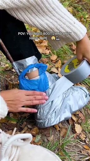 Making 100% waterproof duct tape boots! 👢🦾 #asmr #survival
