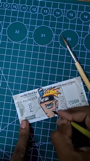 I drew Naruto on a REAL Rupee note... 😱 #nothingimposibleinthisworld #mangaart