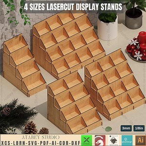 4 Size Display Stand Laser Cut File - Retail Shelf SVG - Tiered Display - Wood Laser Cut Template, Tiered Retail Display,wood Stand Svg 933 - Etsy