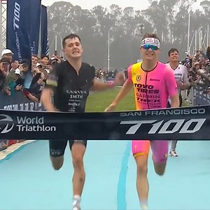 174K views · 1.9K reactions | INCREDIBLE SPRINT FINISH! 勞勞勞勞勞 What a race! Marten Van Riel beats Kyle Smith by a split second to win the San Francisco T100  | T100 Triathlon World Tour | Facebook