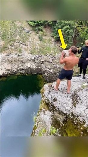 Why Cliff Jumpers Throw Rocks Before Jumping #shorts