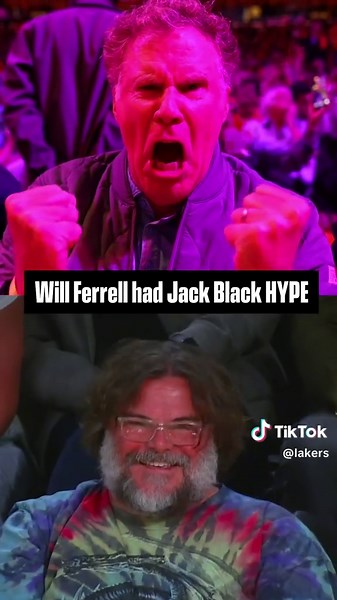 Will Ferrell had Jack Black cracking up at the game 😂 #lakers | team lakers
