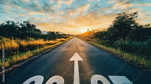 Text 2025 written on the road.