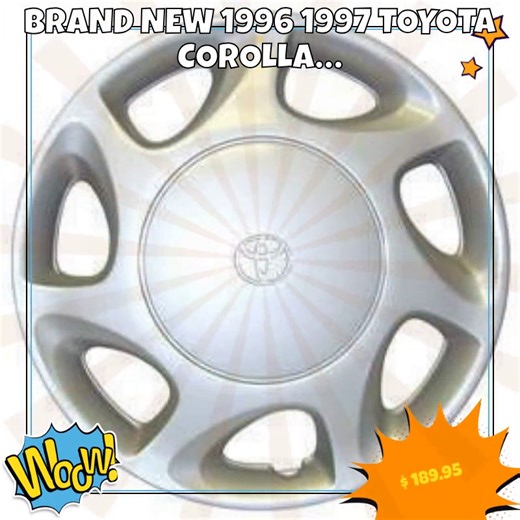 Ready to make your ride shine? 🚗✨ Introducing the BRAND NEW 1996/1997 Toyota Corolla Hubcap / Wheel Cover! At just $189.95, this 14 beauty will elevate your wheels and give your car a fresh, stylish look. With its sleek design and durable finish, you're sure to turn heads wherever you go! Whether you're cruising down the highway or just running errands, this hubcap will make every journey more enjoyable. 🌟💖 Don’t let your Corolla miss out on this makeover—snag it before your neighbor beats yo