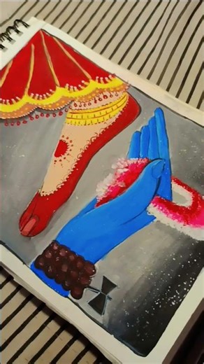 shiv parvati hand and leg drawing 🩷🩵 #shivaparvati #shorts #art