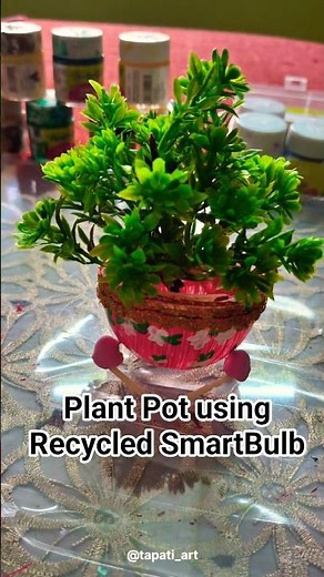 Plant pot using recycled smartbulb #recycledcrafts #recycledart #plantpots #handmadegifts #pottery