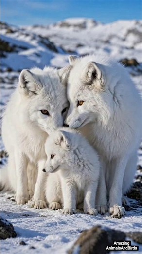 🦊 Arctic Fox Family Adventure ❄️ Cute Baby Fox with Mom & Dad | Wildlife in 4K #Shorts