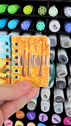 Je DESSINE sur un mini carnet #3 Forêt automnale #dessin #drawing #art