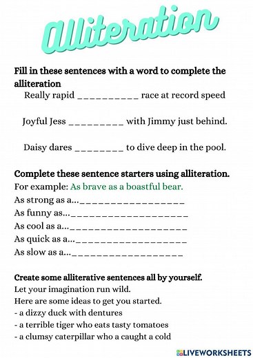 Alliteration online exercise