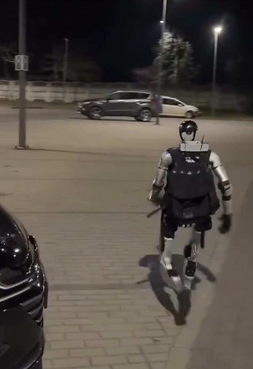 A robot chasing wild boars out of a neighborhood wasn’t on my bingo card… but it actually makes sense 🤯 #wildlife #wildboar #animals #crazyfootage #technology