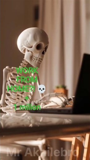 “Skeleton Working From Home Be Like… 🧑‍💻💀☕😂 #shorts #skeleton #funnyanimation"