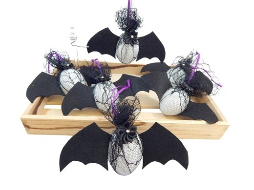 Goth Eggs Bat Easter : Black Netting Ornaments, Set of 6, Vegan - Etsy