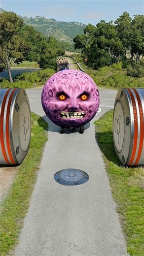 Long Colourful Capsule Buses vs Hydraulic Crush - BeamNG.Drive