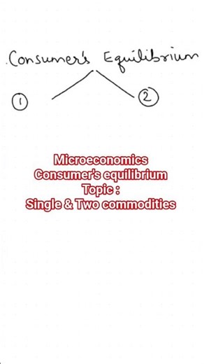 Microeconomics # Consumer's equilibrium # Single & Two commodities