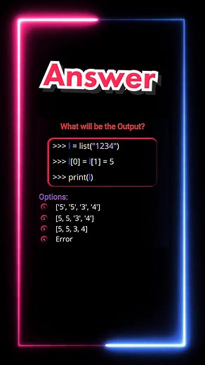 Answer ⁉️ #programming #python #coder #code #pythonprogramming #condingquizzes