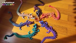 12" 3D Printed Dragon Eggs with Dragon, Articulated 3D Fidget Toys for Kids | Crystal 3D Dragon Toys for Boys Girls, Small 3d Printed Animals, Dino Dinosaur Eggs Toys, Easter Basket Stuffers（Red Blue）