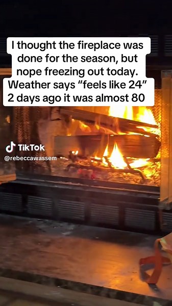 Fireplace cranking on a chilly damp day. Winter isn’t over yet. #cold #fireplace #cozyathome #movienight #over50