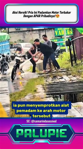 Aksi Heroik! Pria Ini Padamkan Motor Terbakar Dengan APAR Pribadinya!?😍 #shorts #viral #trending