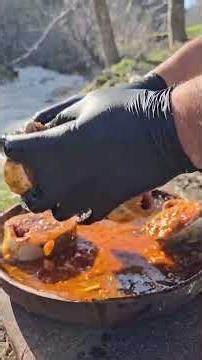Cooking Fish on a Hot River Stone! 🐟 Stone Grilled Fish
