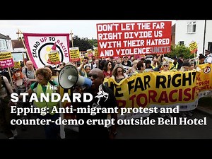 Epping: Police in riot gear as anti-migrant protest and counter-demo erupt outside Bell Hotel