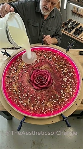 This Glowing Rose Table is INSANE 🌹✨ (Wait for it…) #woodworking#diy#satisfying