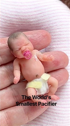 The world's smallest pacifier with a tiny silicone reborn baby