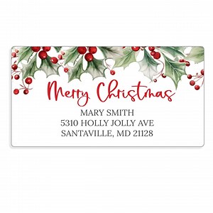 Christmas Return Address Label - Holiday Return Address Label - Rectangle Address Sticker for Christmas Cards - Christmas Mistletoe - Etsy
