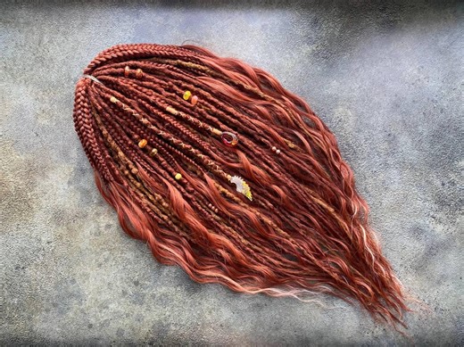 Synthetic Copper Dreadlock Extensions, DE Braids Wavy Tips, 22 Inch - Etsy