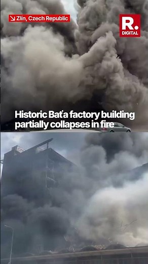 Historic Bata Factory Building in Czech Republic Partially Collapses in Fire