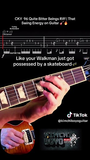 One of the most iconic riffs from the skate punk/alt metal era, CKY’s “96 Quite Bitter Beings” is instantly recognizable and it’s all about that swung chug. 🎸 Full guitar playthrough with synced tabs ⛓️ Tight feel that defines early 2000s skate culture 🛹 The soundtrack to grinds, rails, and VHS memories Whether you remember it from Bam Margera, Jackass, or just your GameCube days, this riff goes hard and never gets old. 👇 Did this riff just unlock a core memory for you?