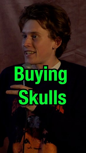 Austin Locke on Instagram: "My boss has a collection of human skulls #standup #standupcomedy #comedy #standupcomedian #comedian #jokes #skull #humanskull #buyingskulls #artgallery #humanremains #counterfeit"