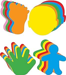 5.5” Assorted Body Parts Large Creative Cut-Out Set, with Person, Face, Foot, and Hand, 31 Cut-Outs per Design in a Pack for Classroom Décor, All About Me Activities, and Craft Activities for Kids