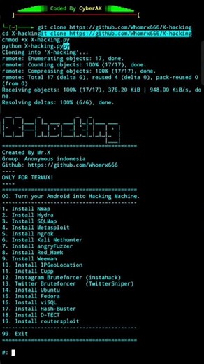 termux hacking tools in 1 click 🔥 #termux #trending #shorts