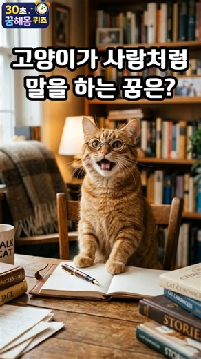고양이가 사람처럼 말을 하는 꿈은? (30초꿈해몽퀴즈) #꿈풀이 #꿈해석 #해몽 #꿈뜻 #꿈의미 #지식