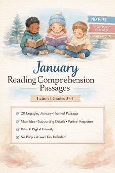 January Reading Comprehension Passages | Main Idea & Details | Fiction | 3rd-4th