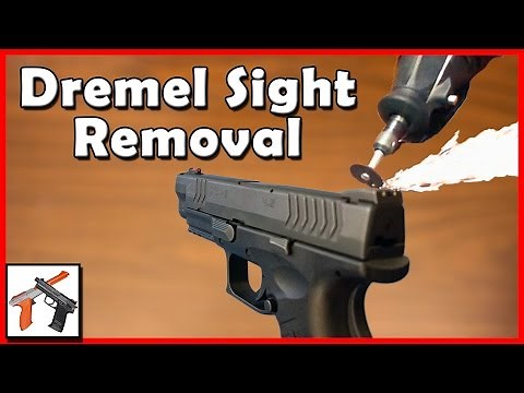 Springfield XDM Removal of Sight w Dremel, Installation of Fiber Optic Front Sight