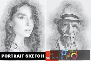 Portrait Sketch Photoshop Action 43LUDBM - FreePSDvn
