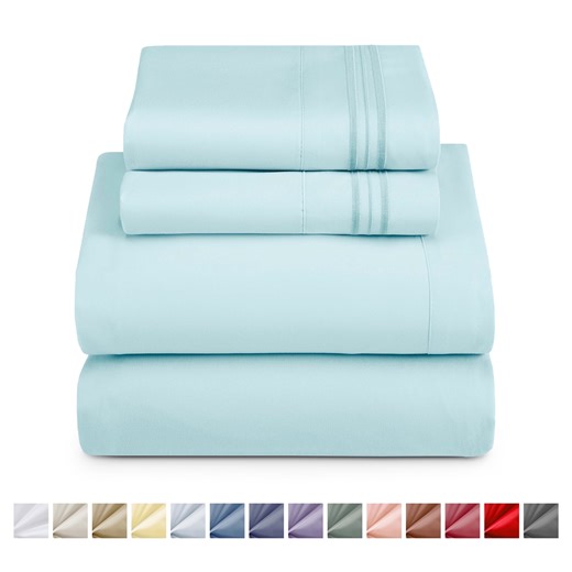 Nestl King Sheet Sets, 1800 Series Deep Pocket 4 Piece, Luxury Soft Microfiber Bed Sheet Sets, Aqua