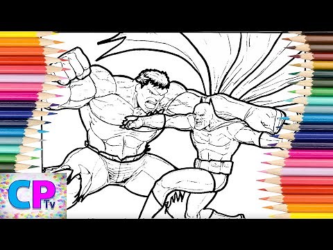 Hulk vs Batman Coloring Pages,Unexpected Fight Between Two Superheroes,Drawing of the Heroes