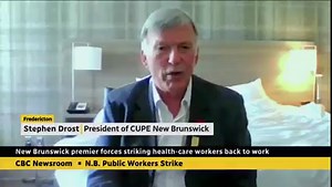 43K views · 453 reactions | Striking health-care workers in New Brunswick are being forced to return to work on Saturday. Premier Blaine Higgs has used emergency COVID-19 legislation to issue the order. Stephen Drost, president of CUPE N.B., says while he is disappointed, health-care workers are honouring the order and returning to work. | CBC News | Facebook