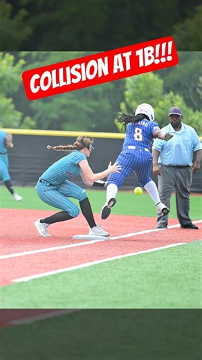 COLLISION at 1B... OUT or SAFE?! 🥎 #softball #shorts #fyp