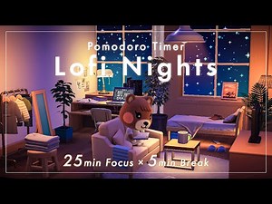 Pomodoro Lofi | Animal Crossing Night Study with Stars ✨ | 25/5 Timer | Focus, Study & Work BGM