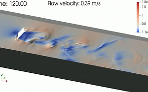 OpenFOAM 6 - CFD - 平板绕流 - 自由液面（VOF）速度云图- DES模型