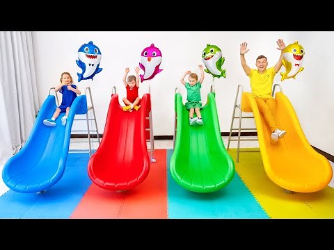 Five Kids with Baby Shark World for Kids app