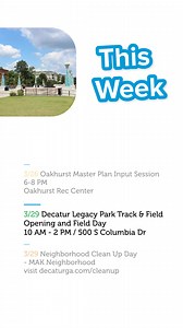 11K views · 35 reactions | This week we open the Decatur Legacy Park Track and Field! See you all there on Saturday for the ribbon cutting at 10 am and then the community field day after. For more community events and information:  Decaturga.com/calendar  VisitDecaturga.com/events  Decaturga.com/parksrec | City of Decatur GA- Government | Facebook