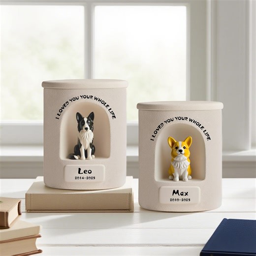 Personalized Dog Urn – Custom Ceramic Pet Portrait Figure With Name & Date,once-in-a-lifetime a Meaningful Keepsake - Etsy