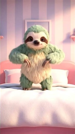 Baby Sloth's Slow-Mo Bed Jumps in Adorable PJs!